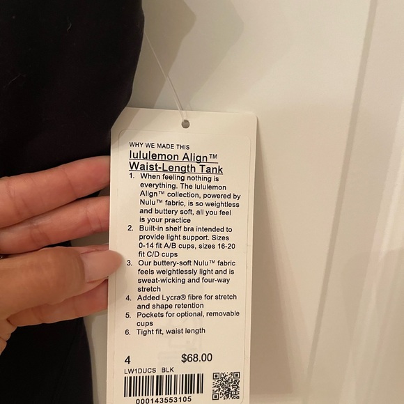 NWT Lululemon waist Length Black Align Tank - Picture 2 of 3